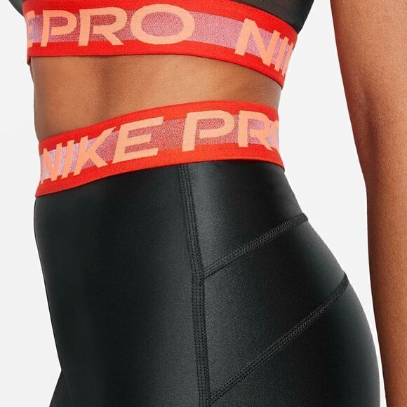 Nike Pro Intertwist High Waisted Leggings Tights Shiny Black Red Women's Size S - Picture 3 of 12